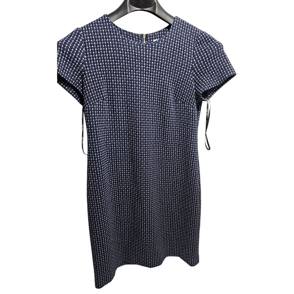 Calvin Klein Women Navy White Geometric Print Short Sleeve Sheath Dress Size 8